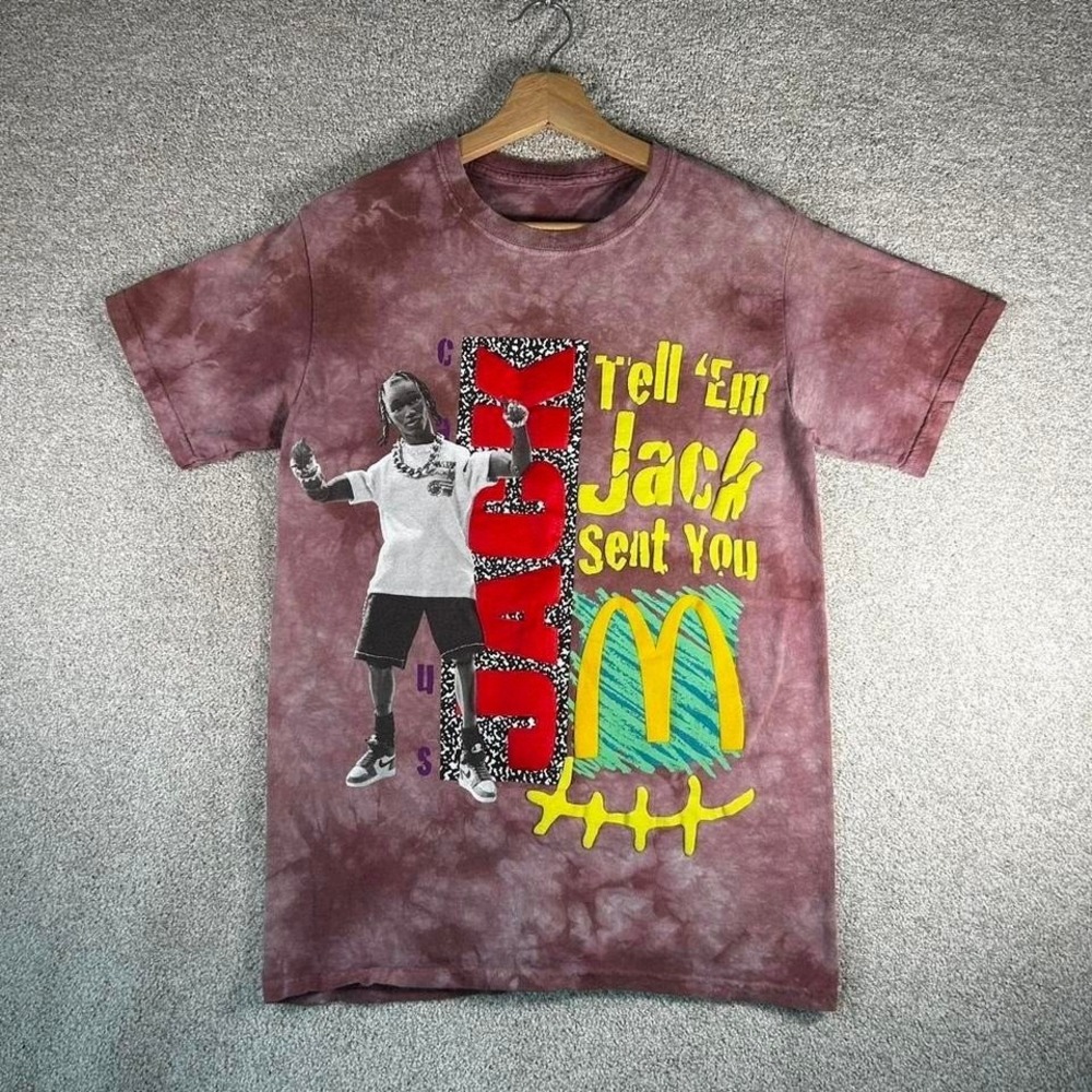 Travis Scott cactus jack McDonalds tie dye puff print graphic tee shirt tshirt